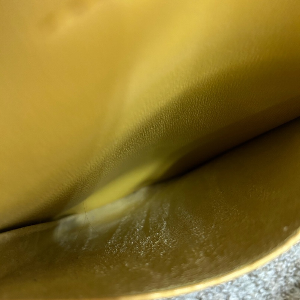 Neiman Marcus Mustard Yellow VEGAN Faux Leather Shopper Tote Bag Shoulder Pocket - Picture 12 of 13